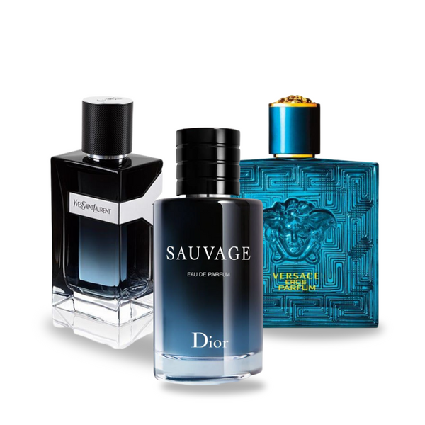 Obsahuje: Dior SAUVAGE, Yves Saint Laurent Y MEN a Versace EROS
