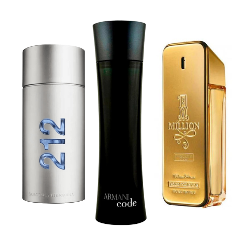 Obsahuje: 212 Men NYC, Paco Rabanne One Million a Armani Code Homme